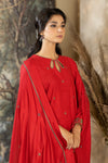 LW2-02 Red Embroidered-3 Piece - LA ROSAA